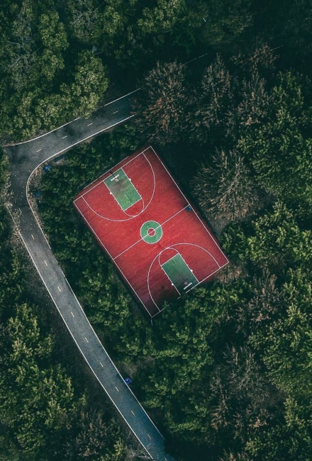 Баскетбольная площадка где-то в лесу Санкт-Петербурга